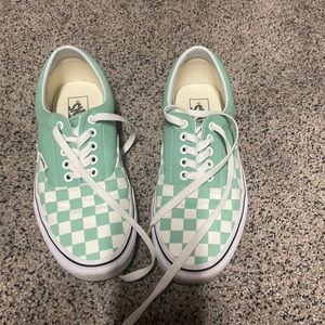 Mint green checker Vans